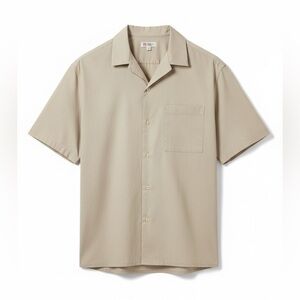 Uniqlo Men's Beige Short Sleeve Button Down Shirt VGUC